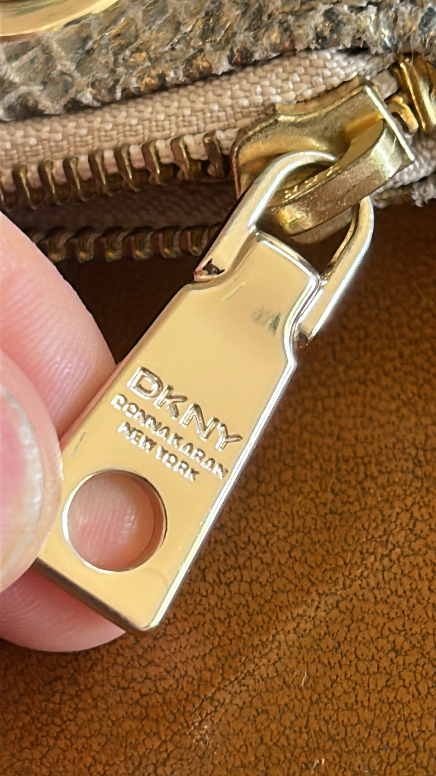 Vintage DKNY genuine leather faux snake skin purse.