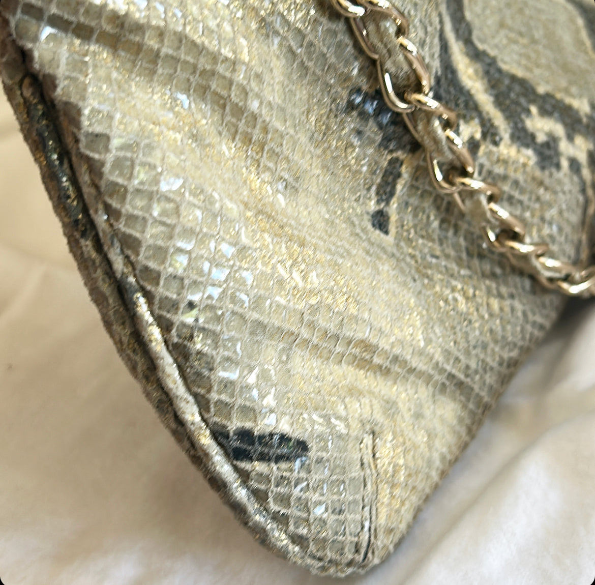 Vintage DKNY genuine leather faux snake skin purse.