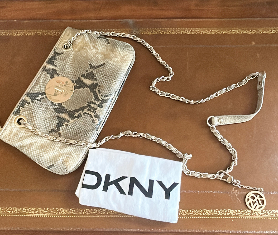 Vintage DKNY genuine leather faux snake skin purse.