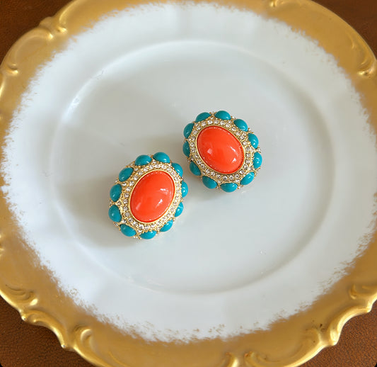 Stunning large clip on earrings.