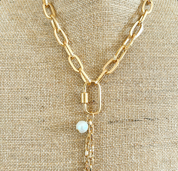 Chic gold link designer style necklace