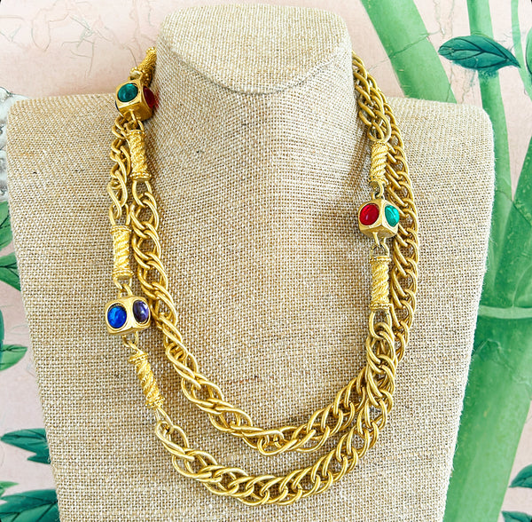 1980s chunky thick gold link style necklace