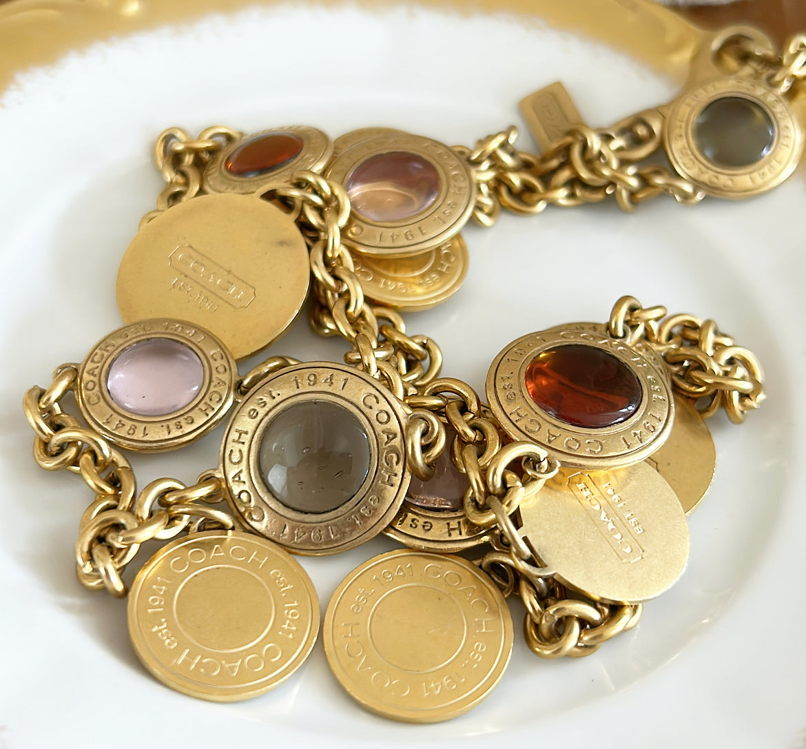 Fabulous vintage signed COACH designer statement necklace.