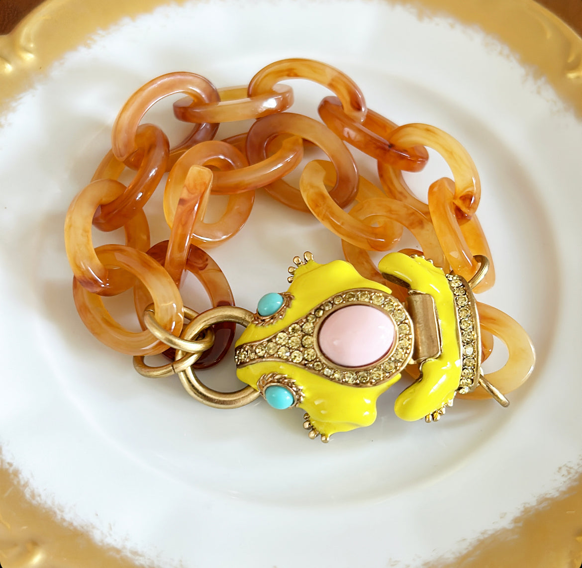 Rare 1990s signed J Crew frog bracelet.
