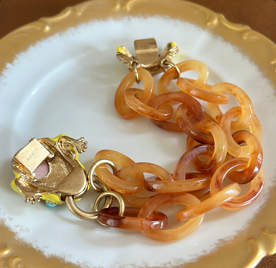 Rare 1990s signed J Crew frog bracelet.