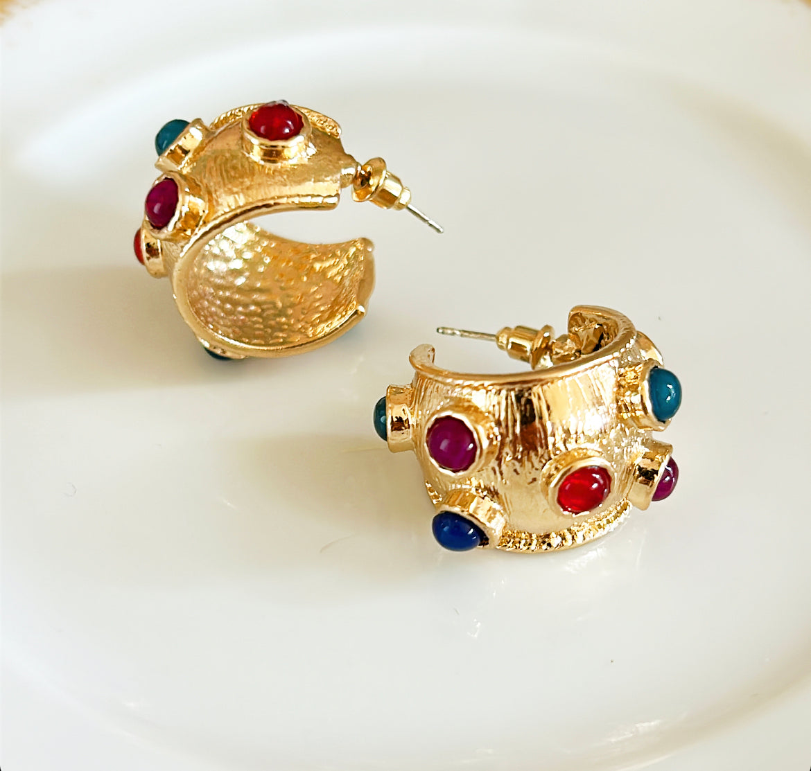 Chunky gold thick pierced style hoop earrings