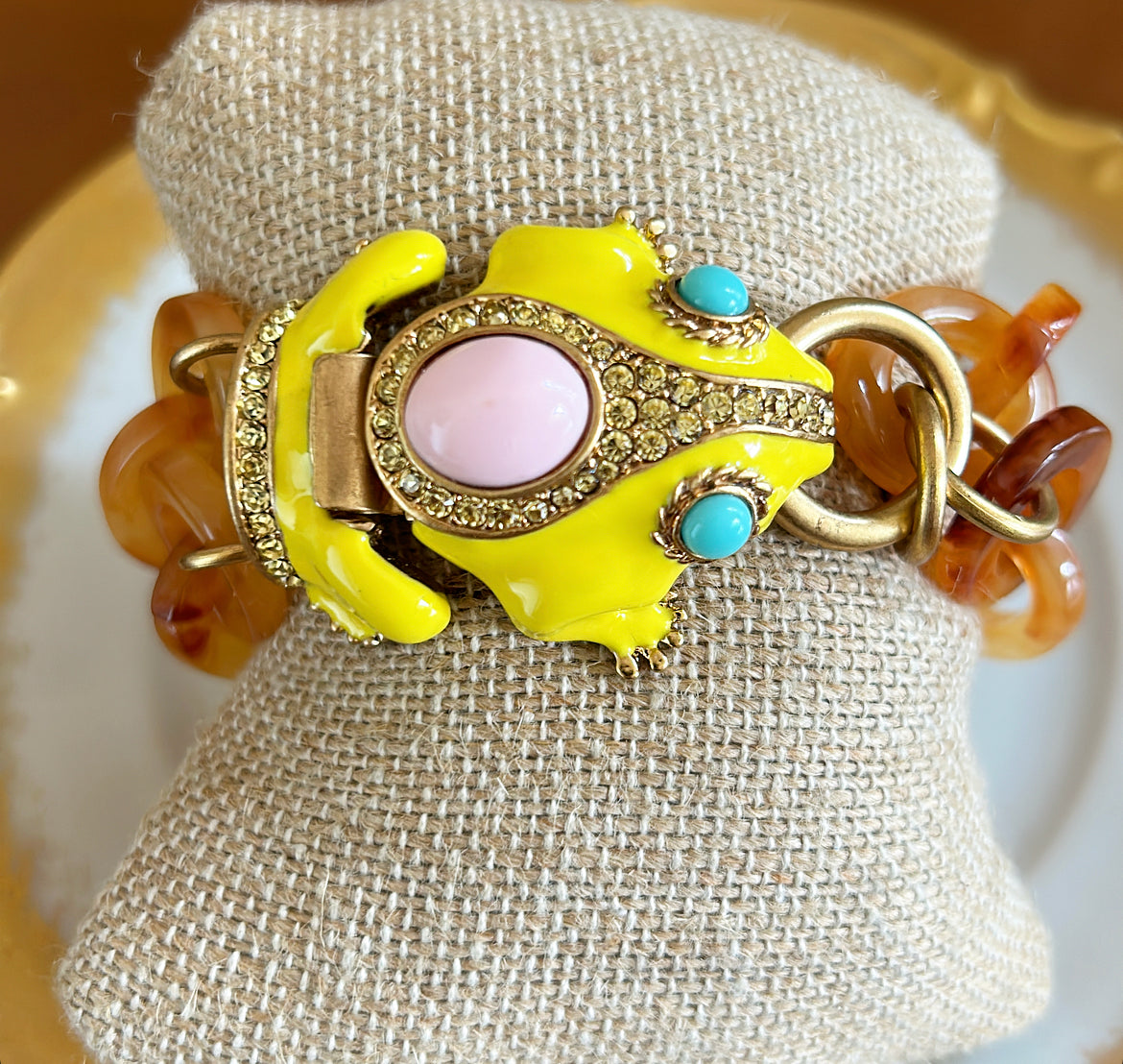 Rare 1990s signed J Crew frog bracelet.