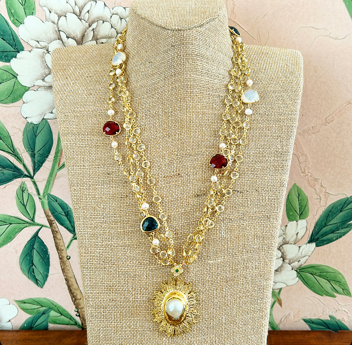 Multi strand layered statement necklace