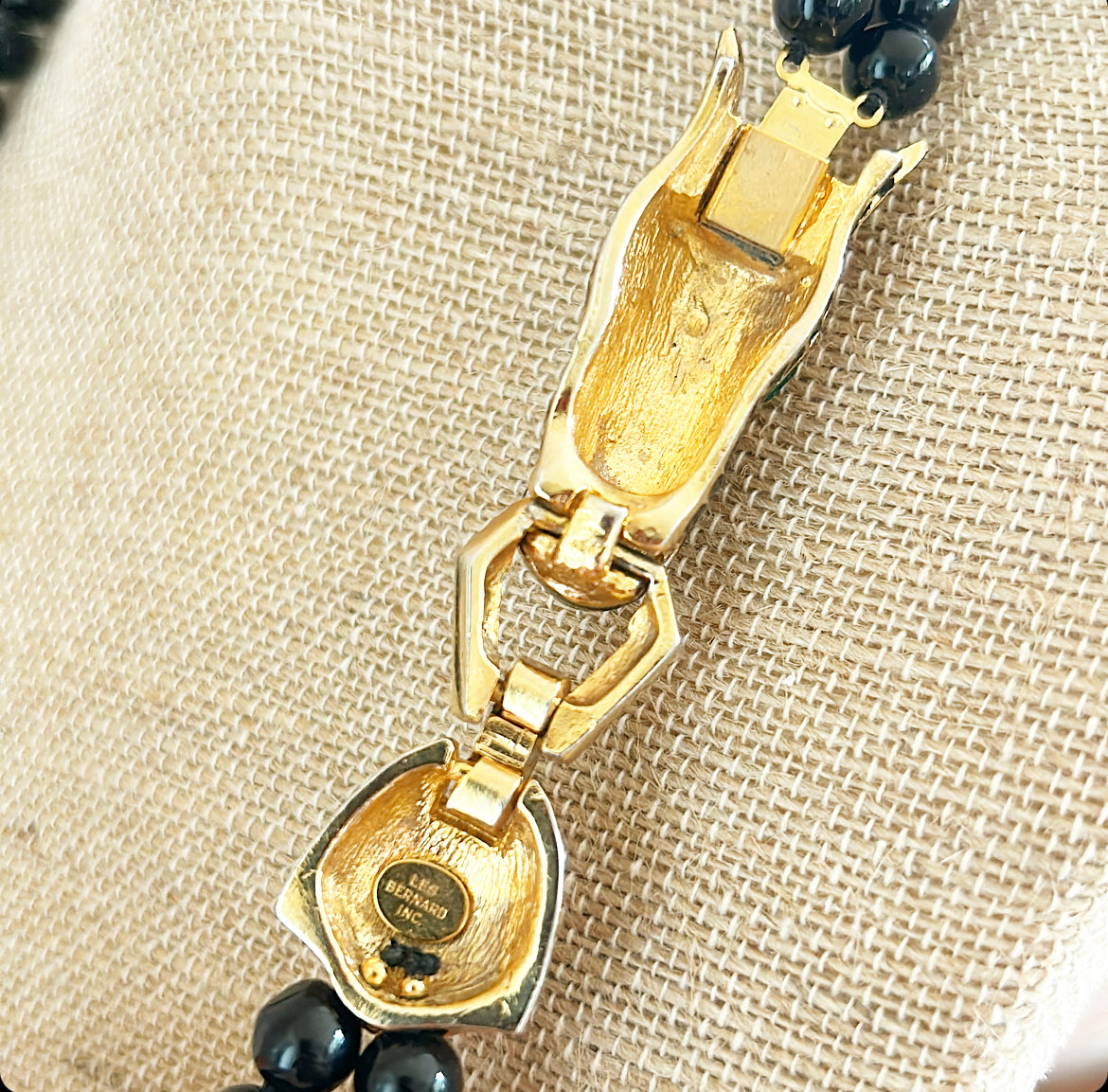 Outstanding vintage 80s signed Les Bernard zebra necklace.