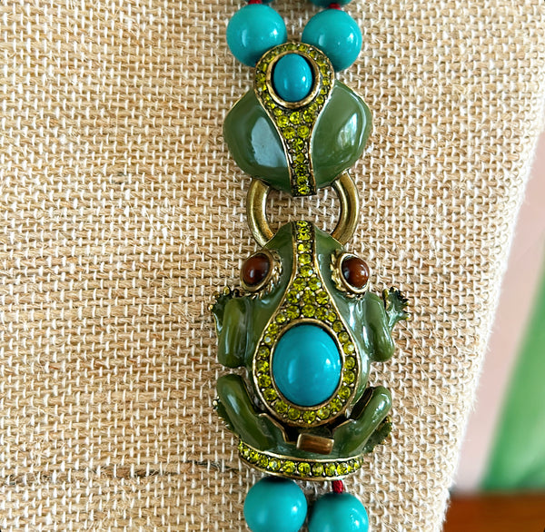 Fabulous &amp; rate J Crew green frog beaded necklace