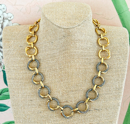 Vintage 90s signed Ann Taylor gold link necklace