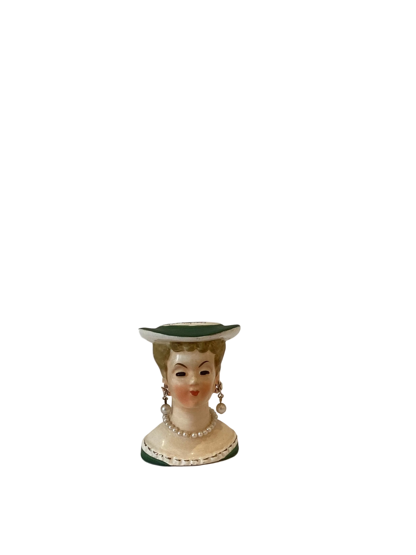 M02 - Custom Vintage Lady Head Vase - Beaded Tree