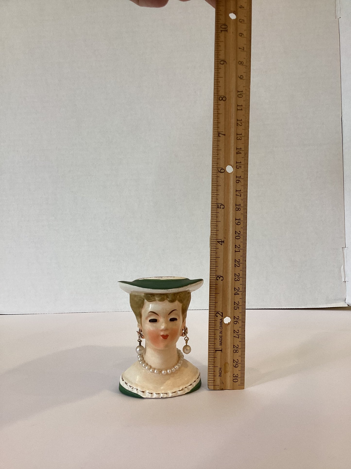 M02 - Custom Vintage Lady Head Vase - Beaded Tree