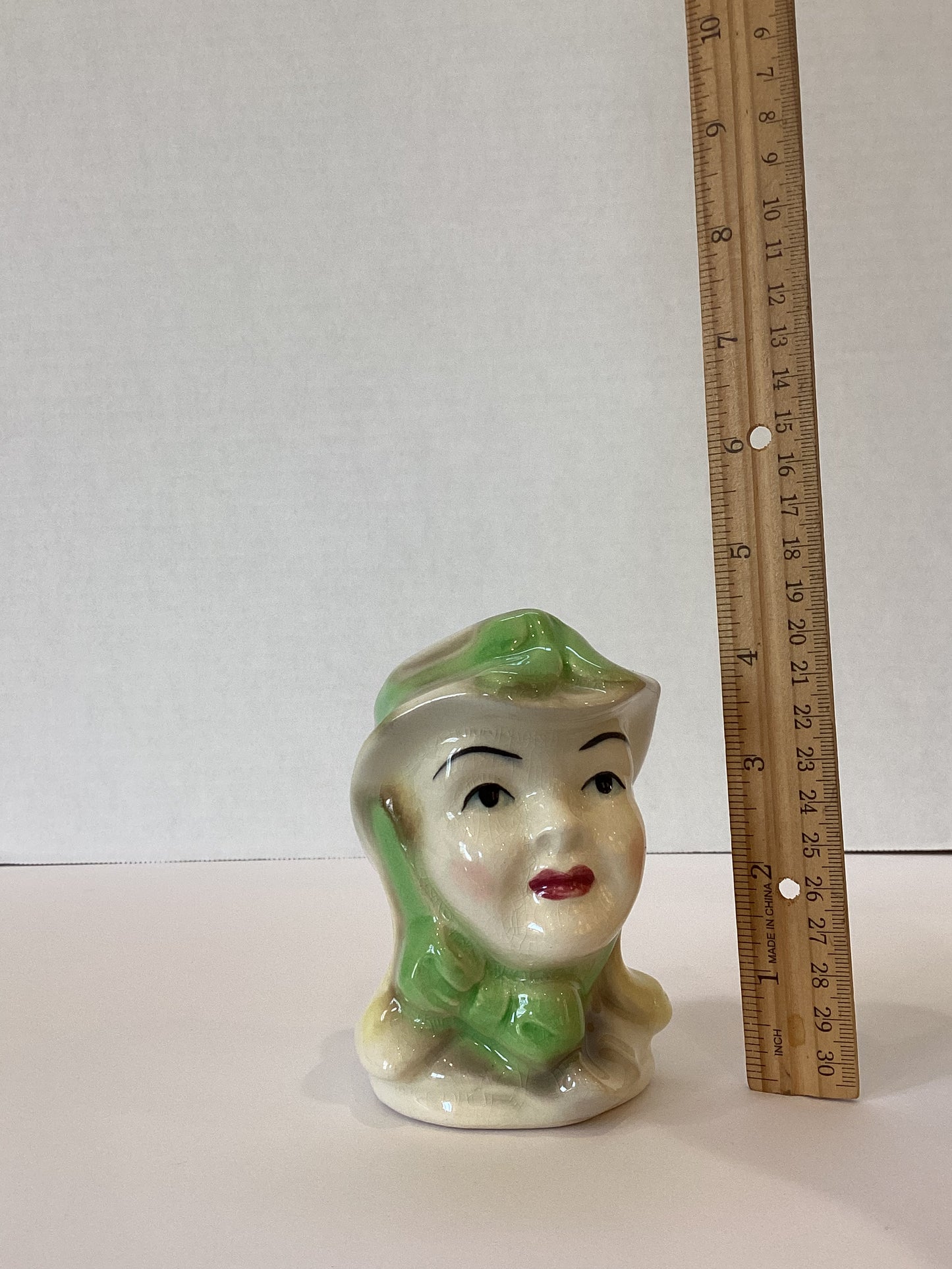 M06 - Custom Vintage Lady Head Vase - Beaded Tree