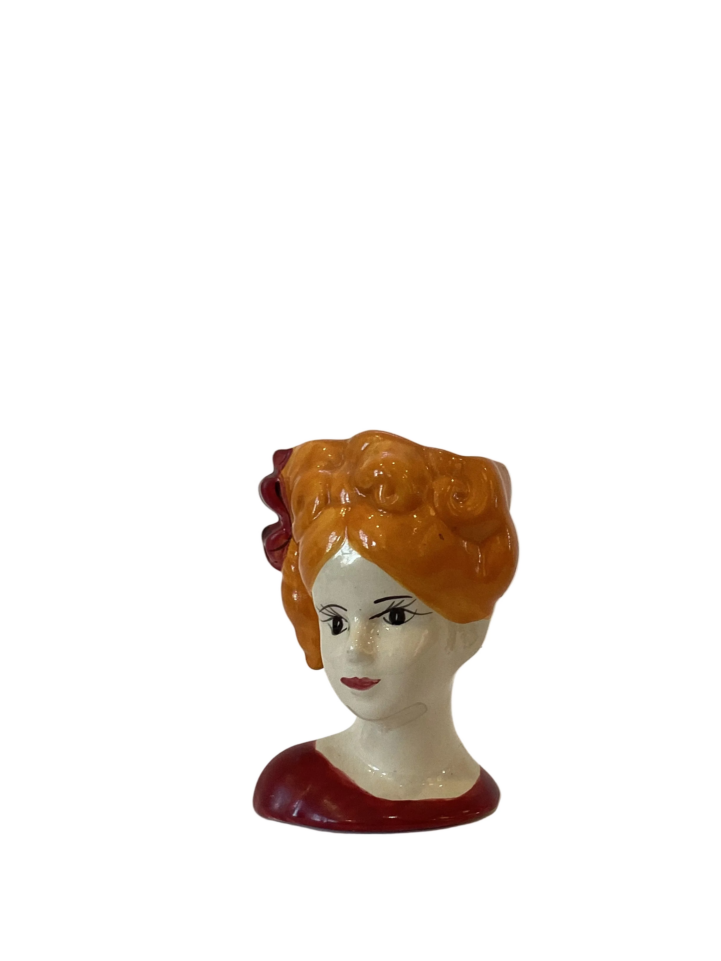 M08 - Custom Vintage Lady Head Vase - Beaded Tree