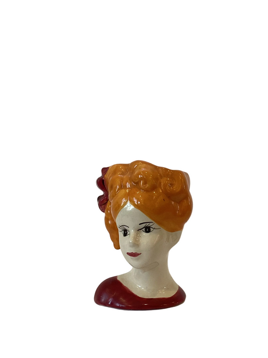 M08 - Custom Vintage Lady Head Vase - Beaded Tree