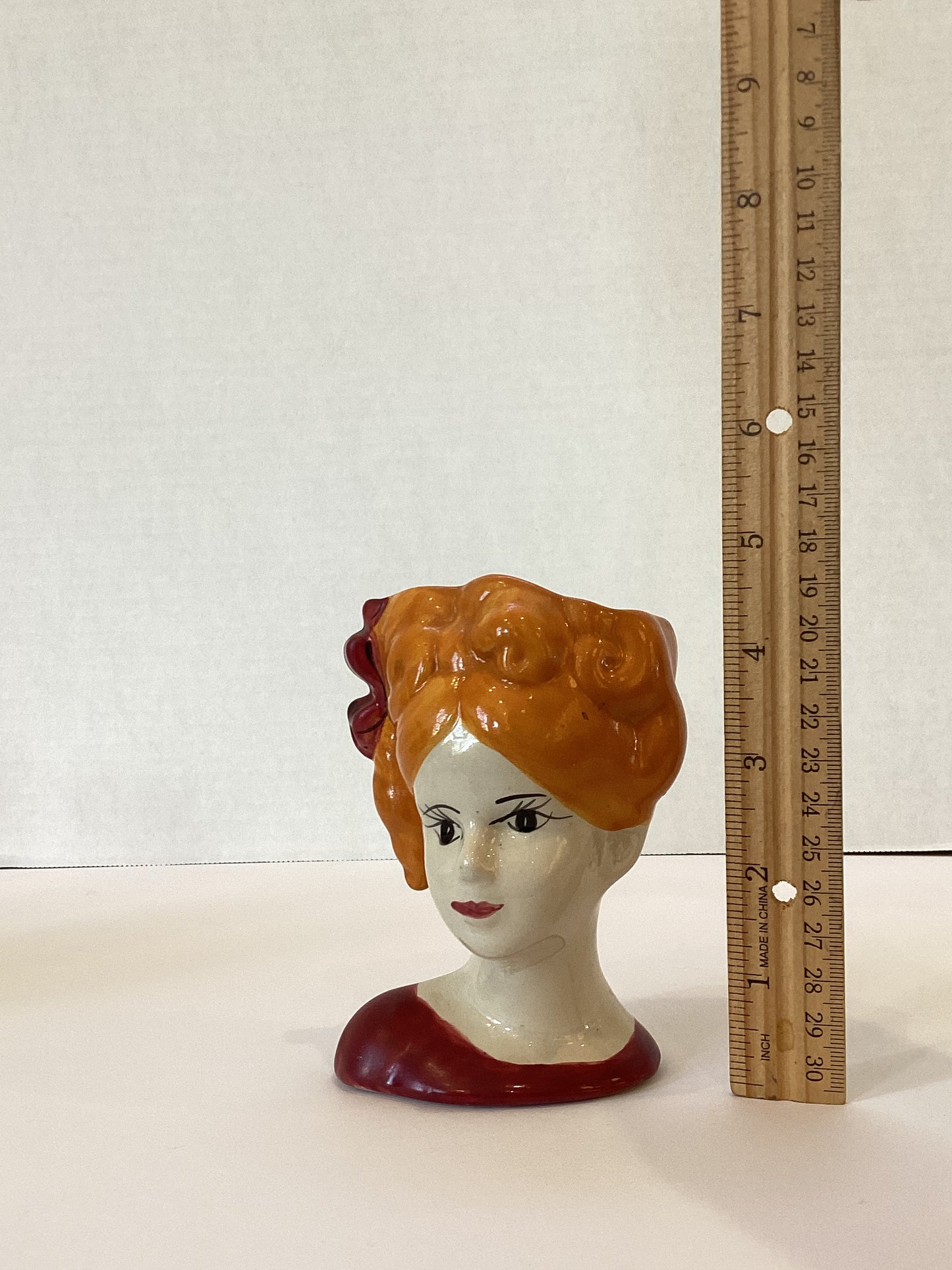 M08 - Custom Vintage Lady Head Vase - Beaded Tree