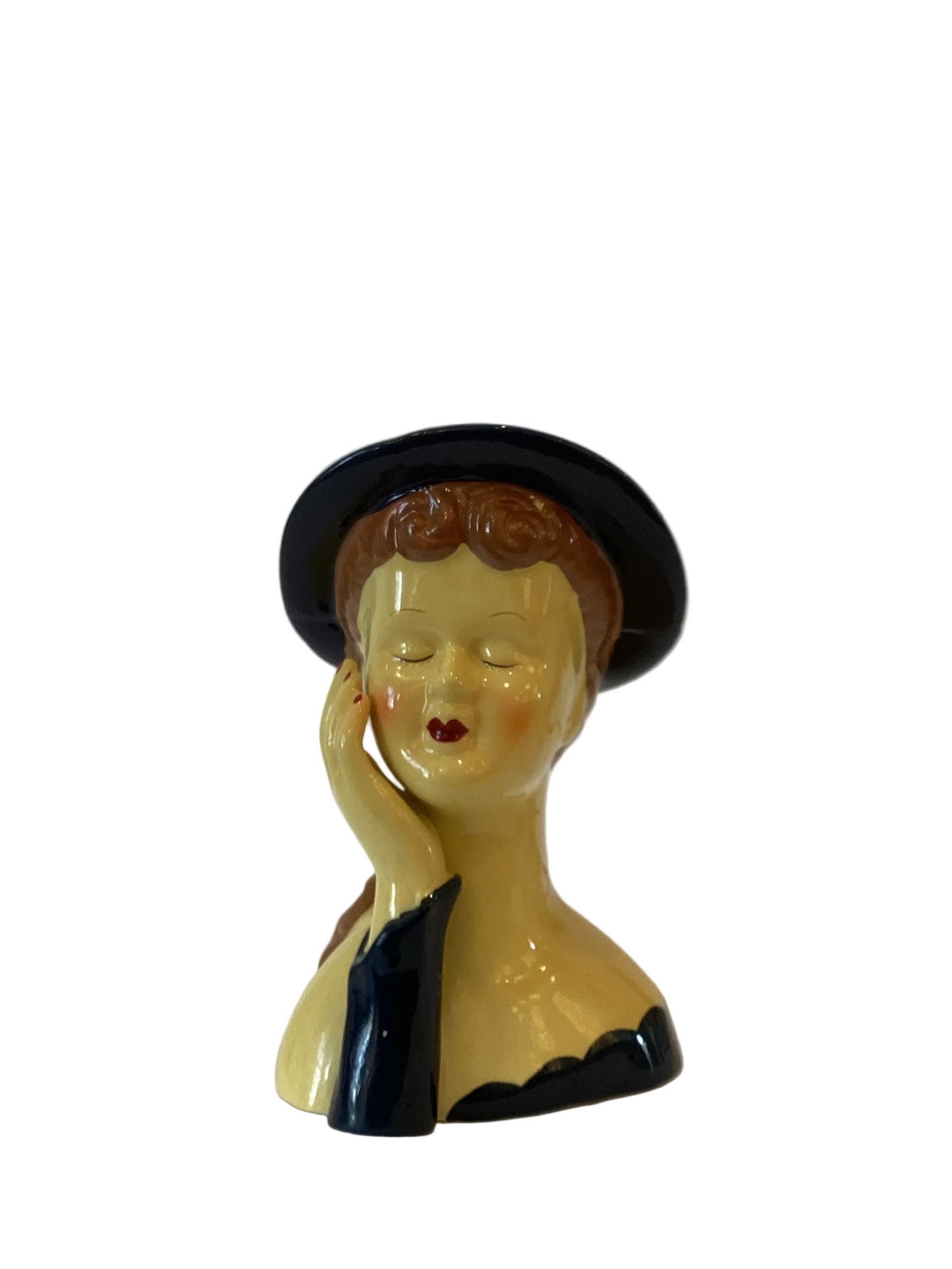 M11 - Custom Vintage Lady Head Vase - Beaded Tree