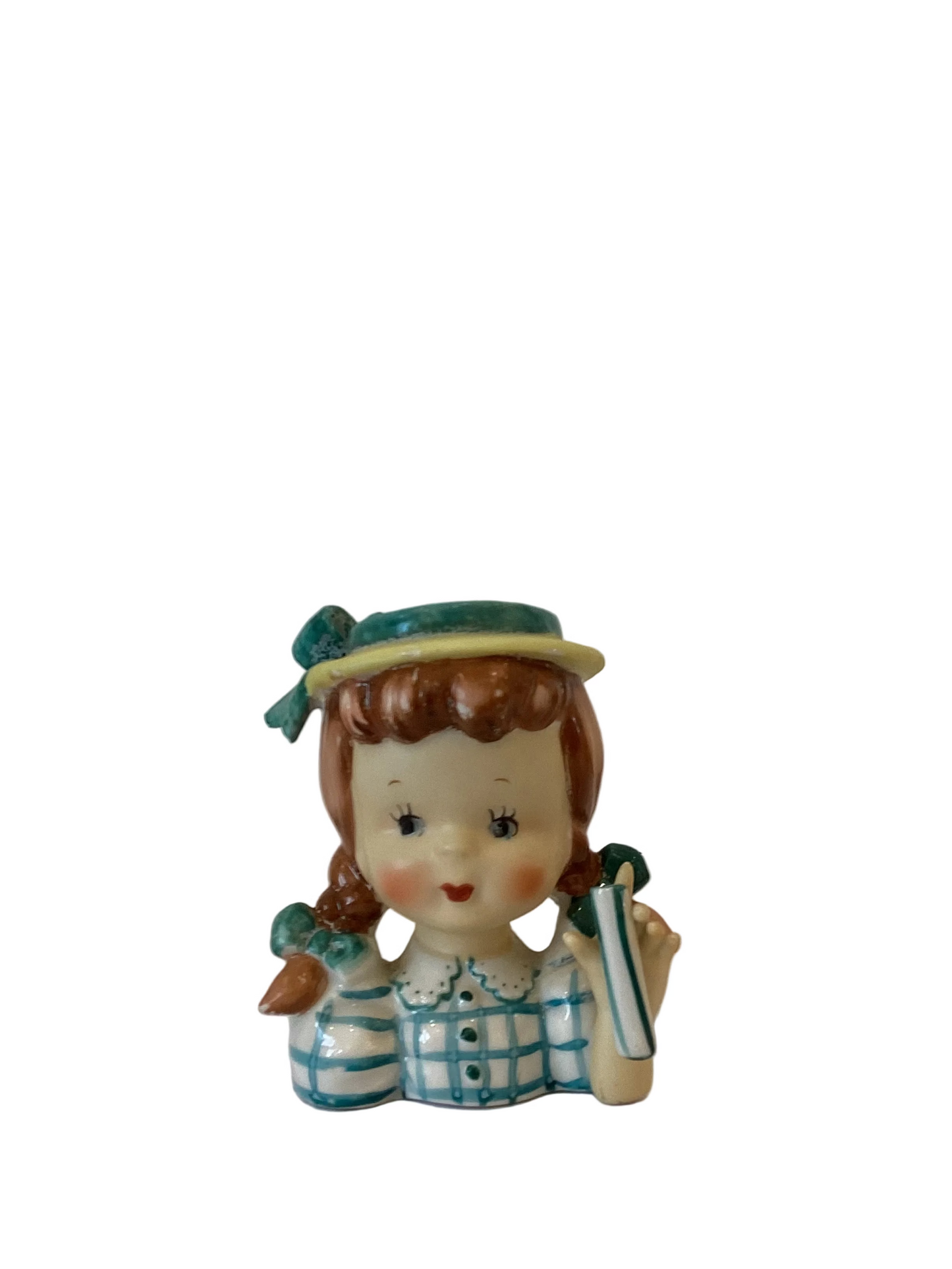 M12 - Custom Vintage Lady Head Vase - Beaded Tree