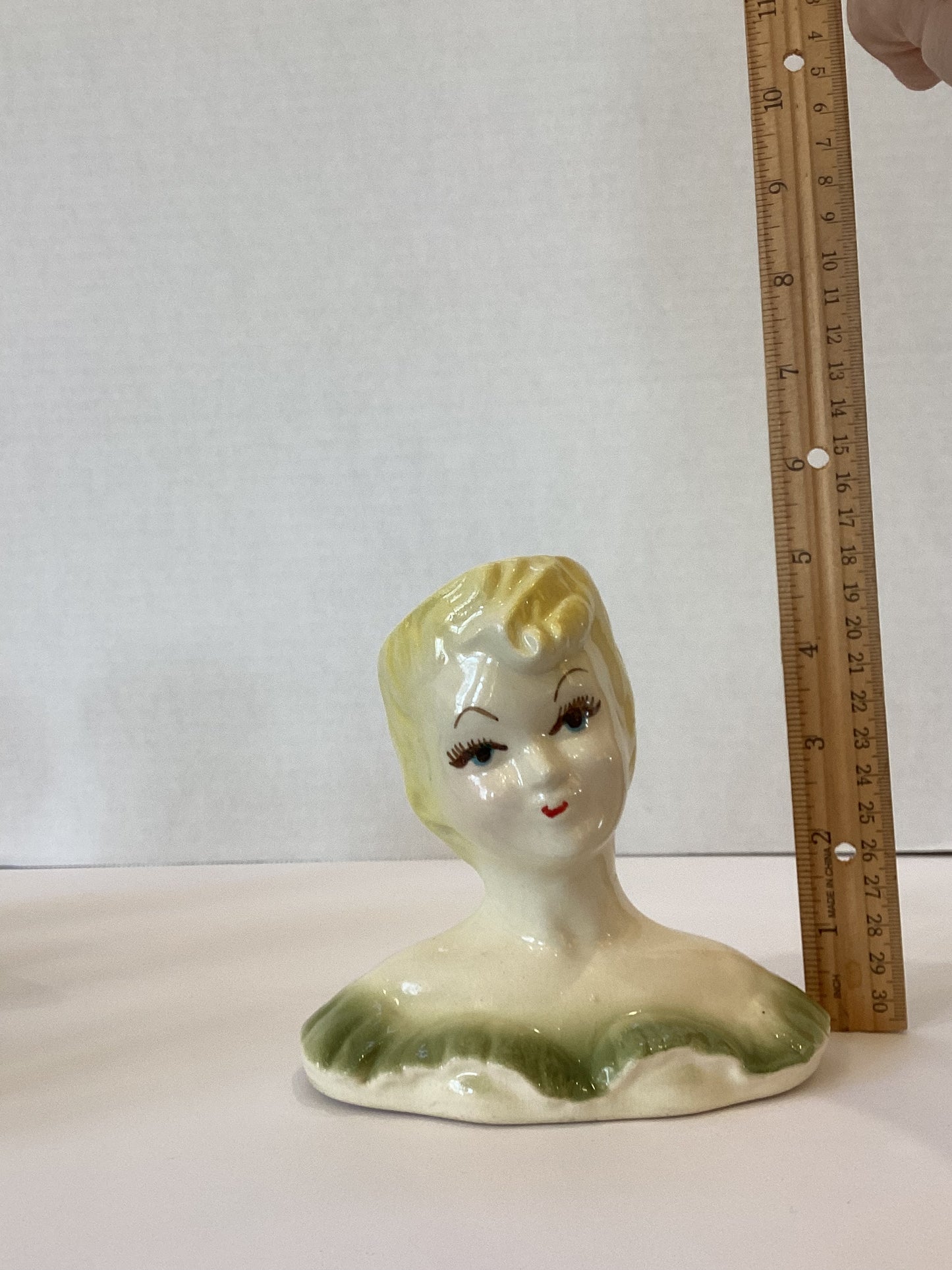 M13 - Custom Vintage Lady Head Vase - Beaded Tree