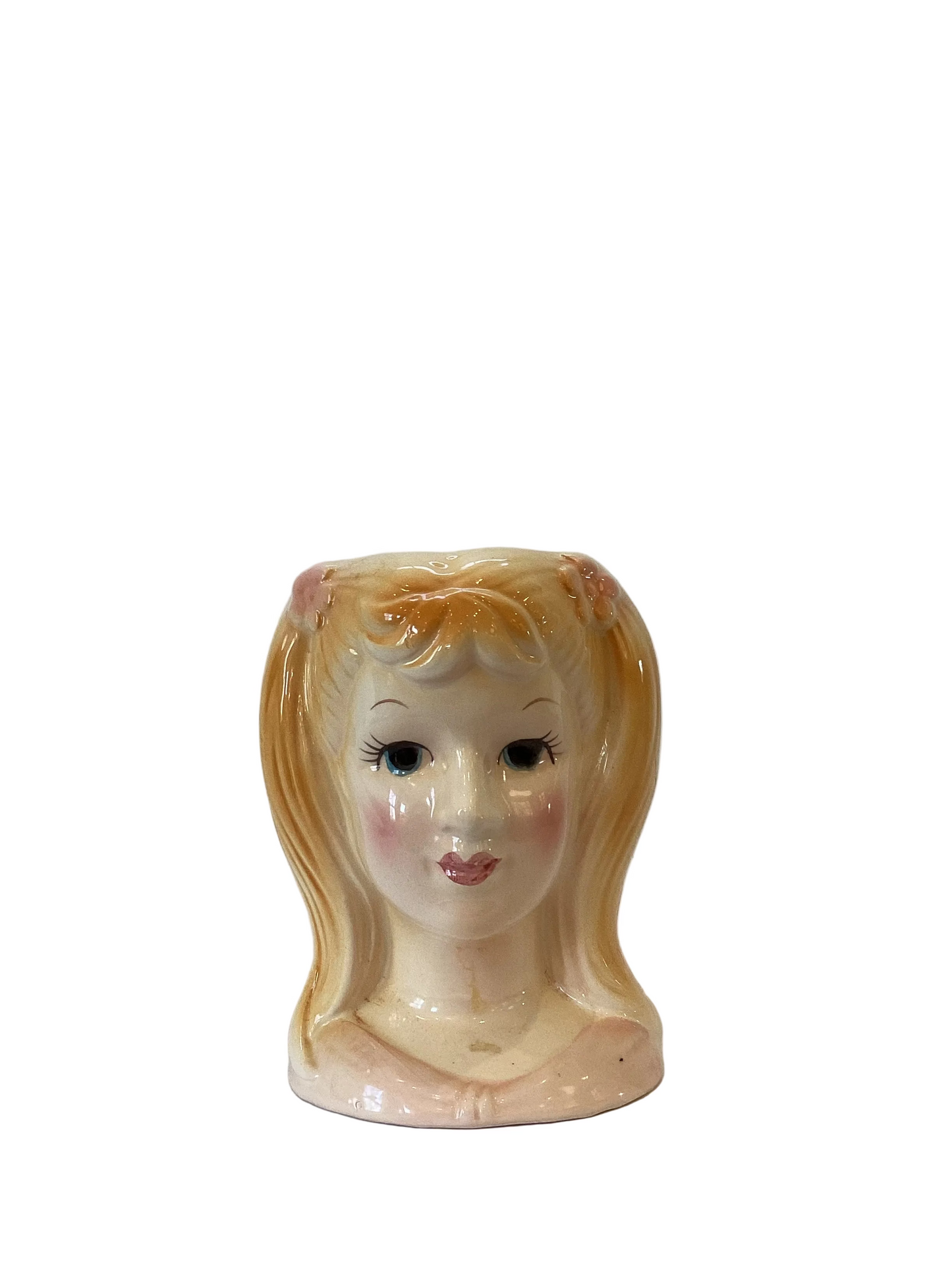 M16 - Custom Vintage Lady Head Vase - Beaded Tree