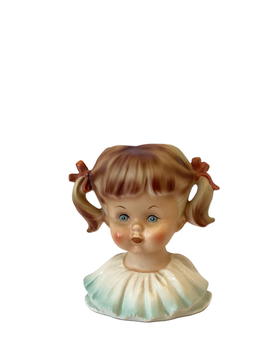 M18 - Custom Vintage Lady Head Vase - Beaded Tree