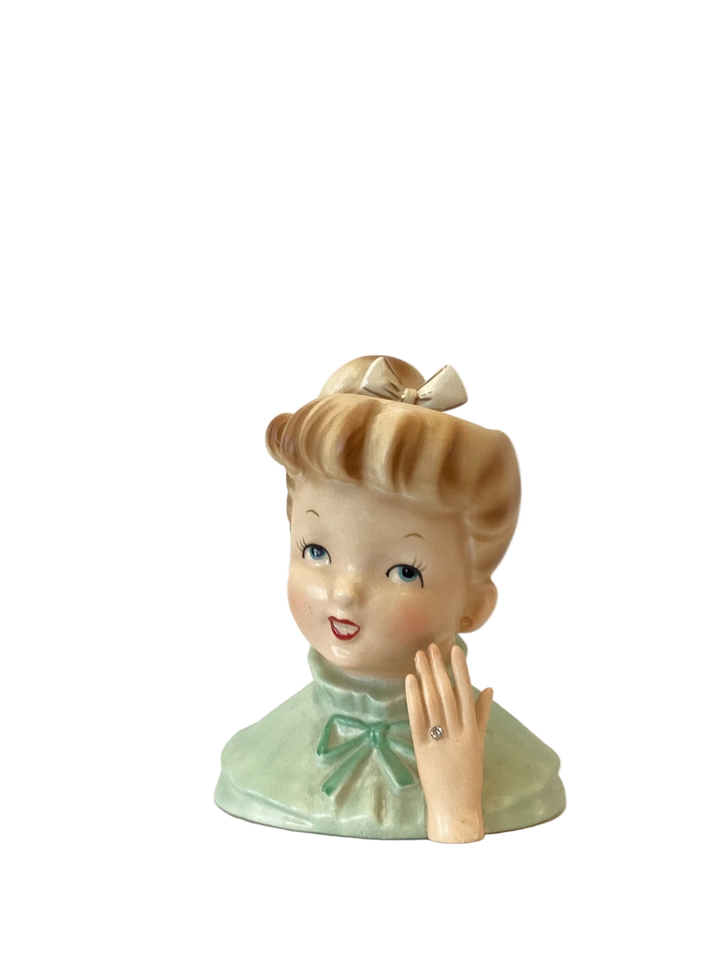 M17 - Custom Vintage Lady Head Vase - Beaded Tree