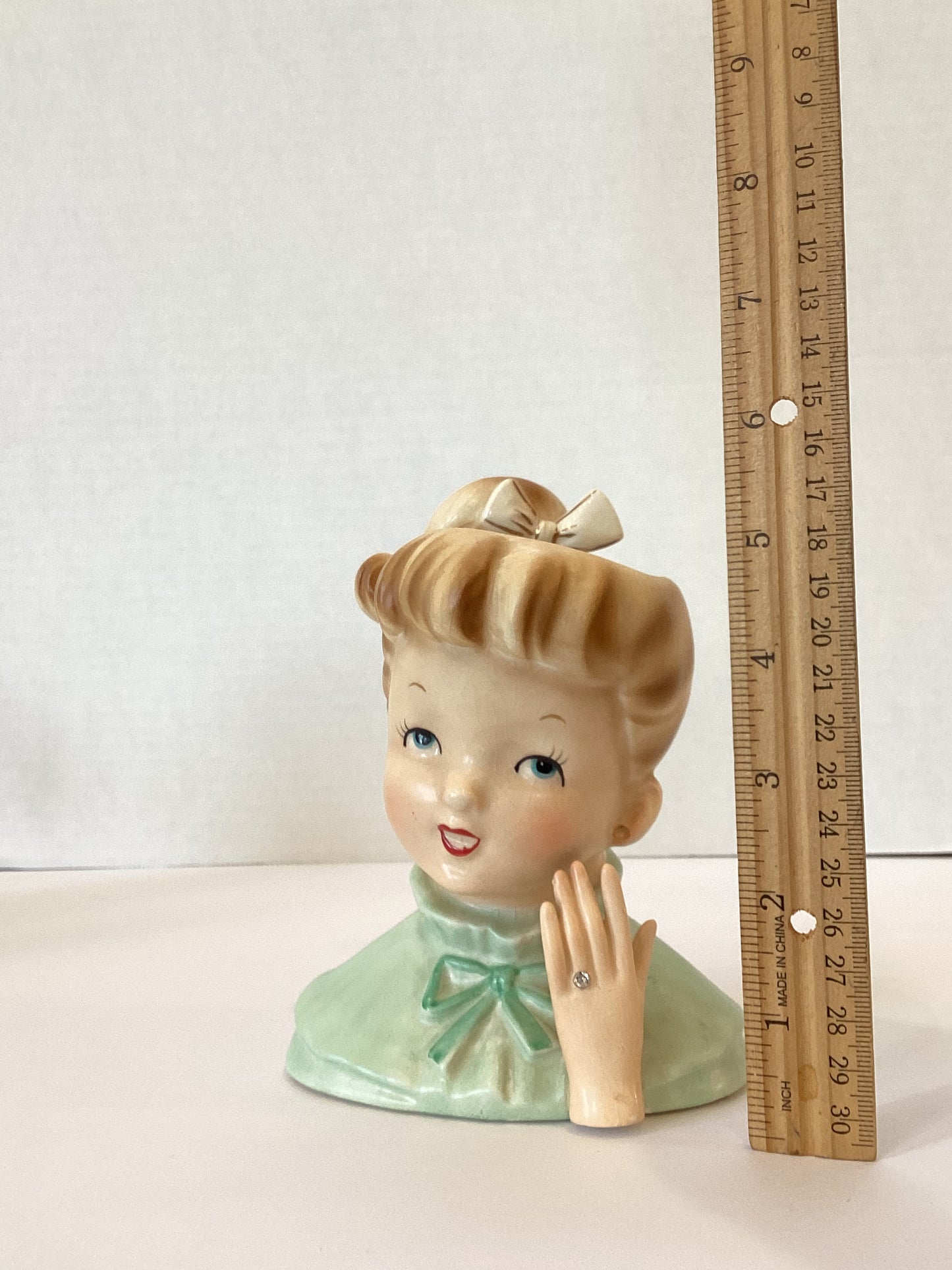 M17 - Custom Vintage Lady Head Vase - Beaded Tree