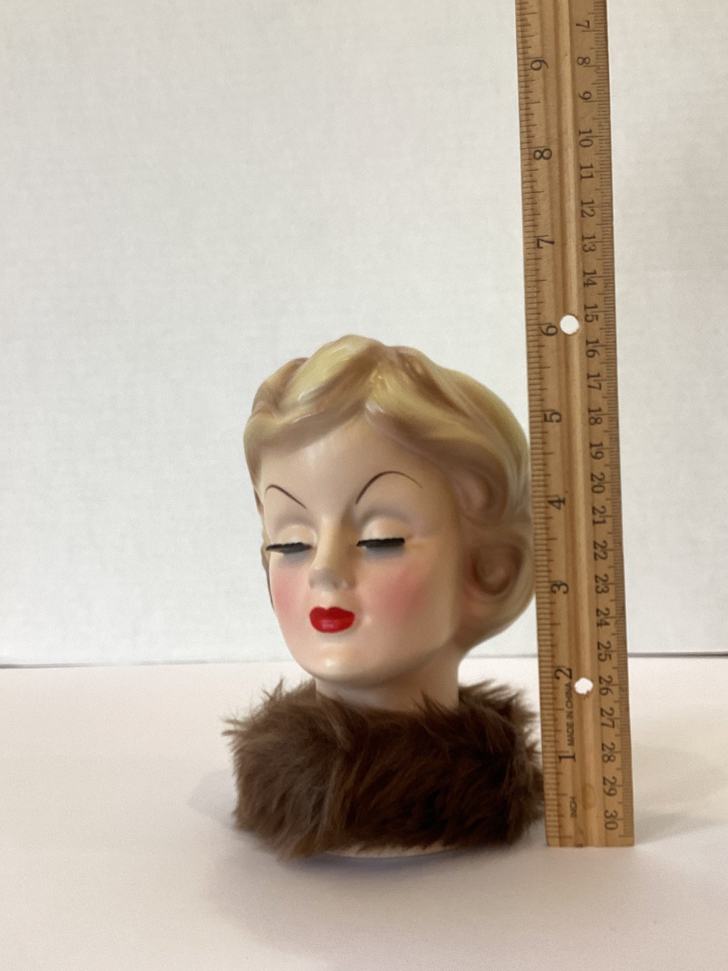 M23 - Custom Vintage Lady Head Vase - Beaded Tree