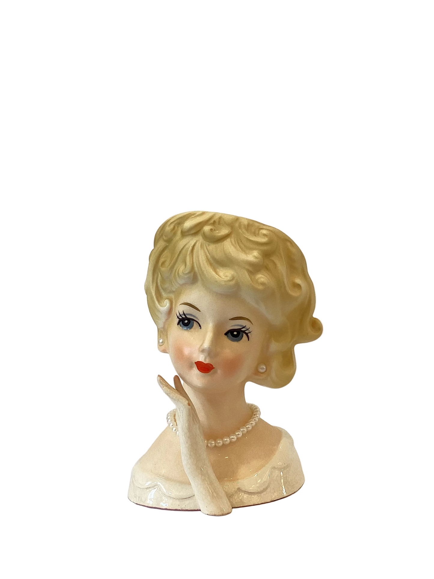 M20 - Custom Vintage Lady Head Vase - Beaded Tree