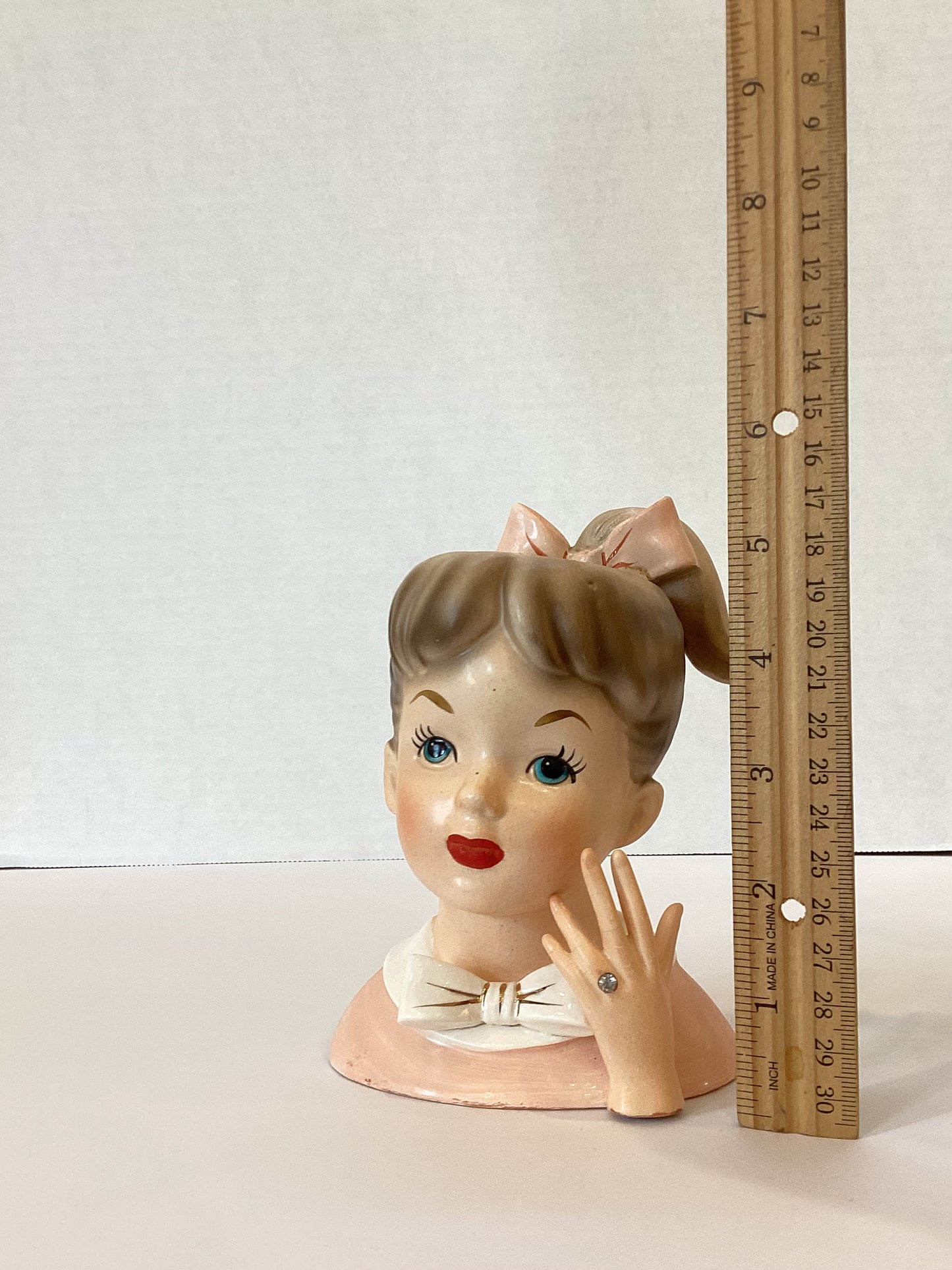 M24 - Custom Vintage Lady Head Vase - Beaded Tree