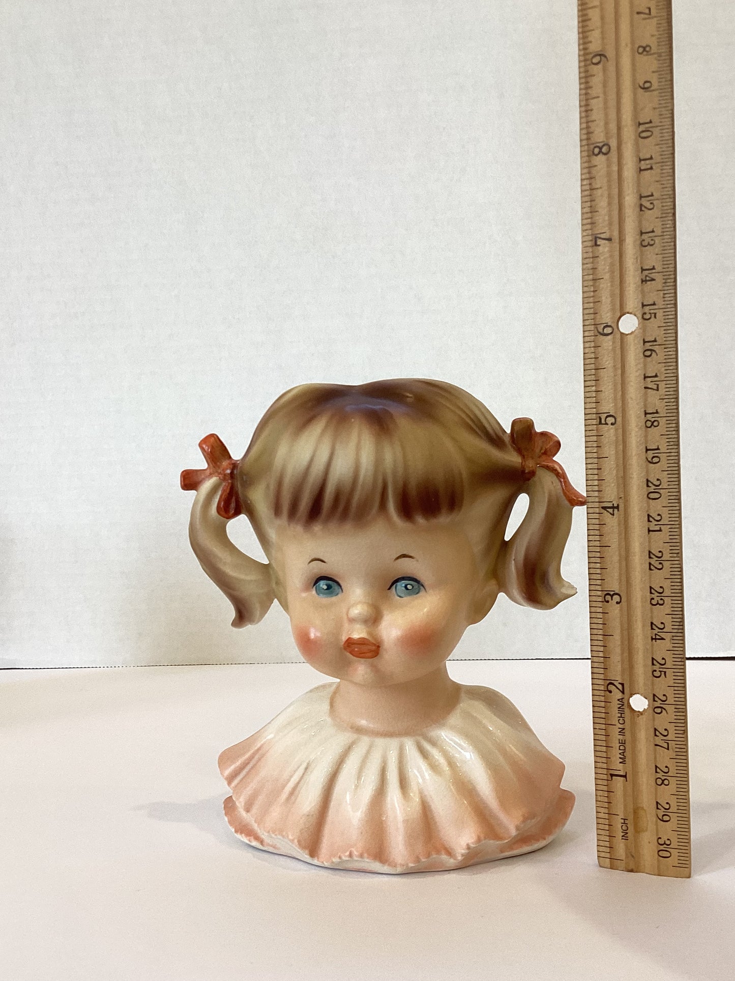M26 - Custom Vintage Lady Head Vase - Beaded Tree