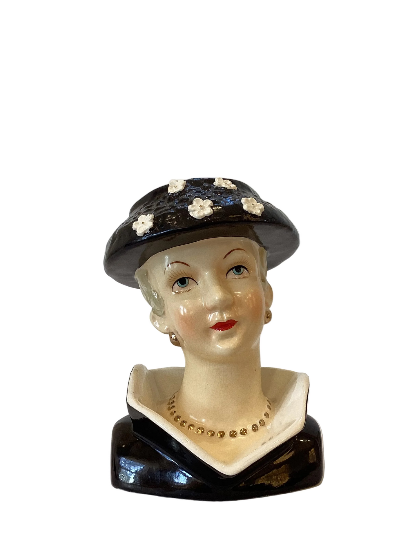 M28 - Custom Vintage Lady Head Vase - Beaded Tree