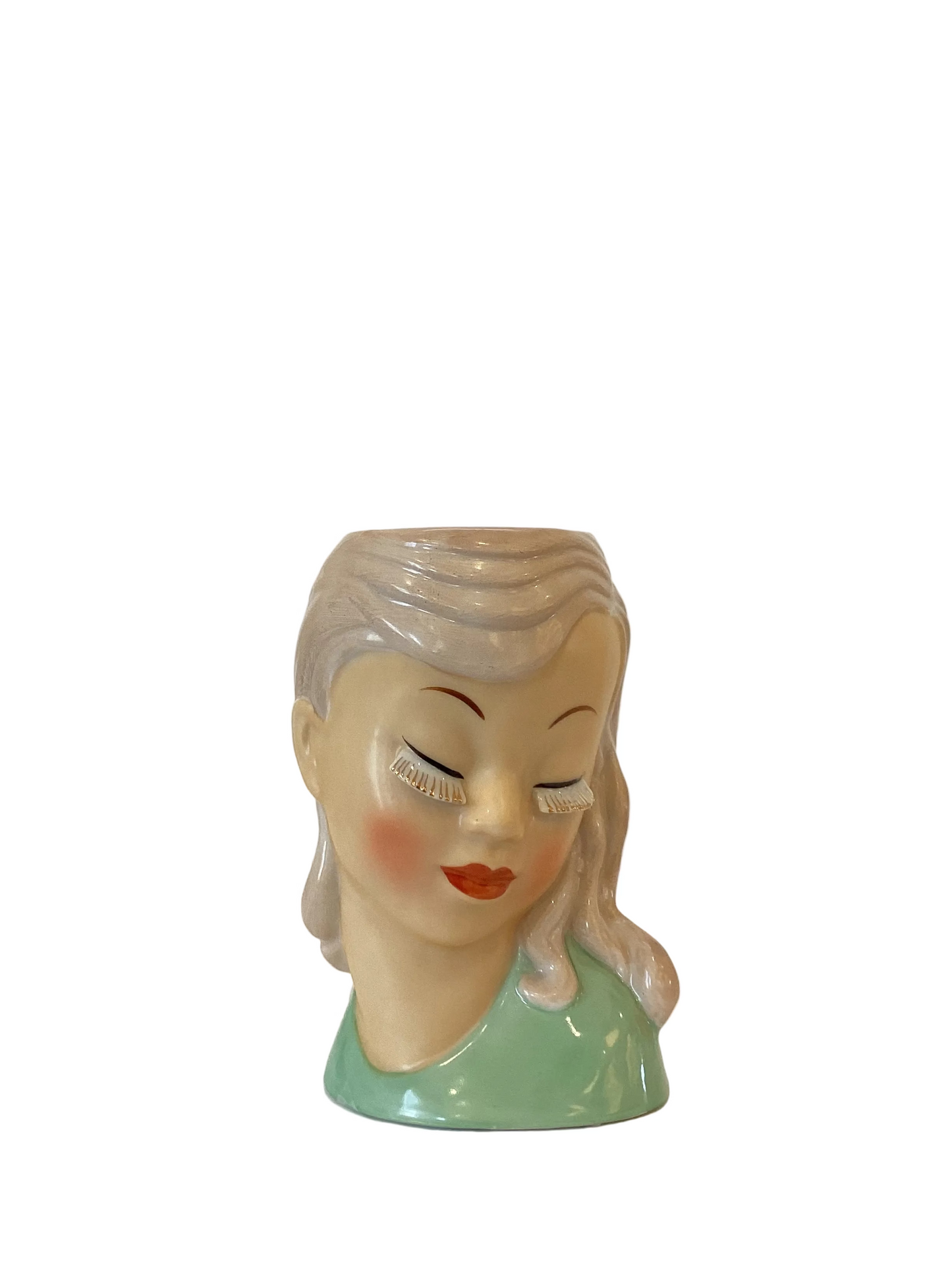M30 - Custom Vintage Lady Head Vase - Beaded Tree