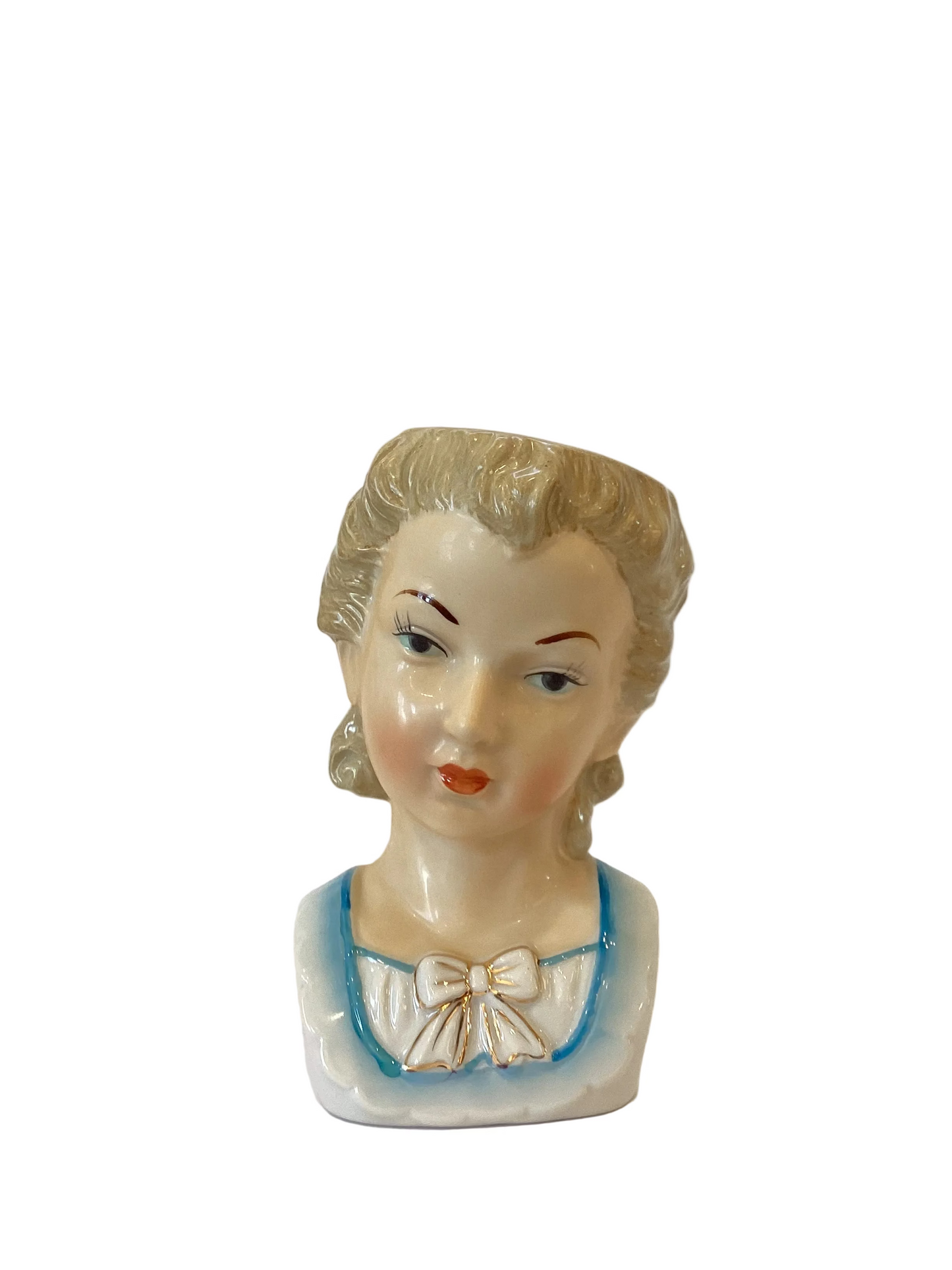M29 - Custom Vintage Lady Head Vase - Beaded Tree