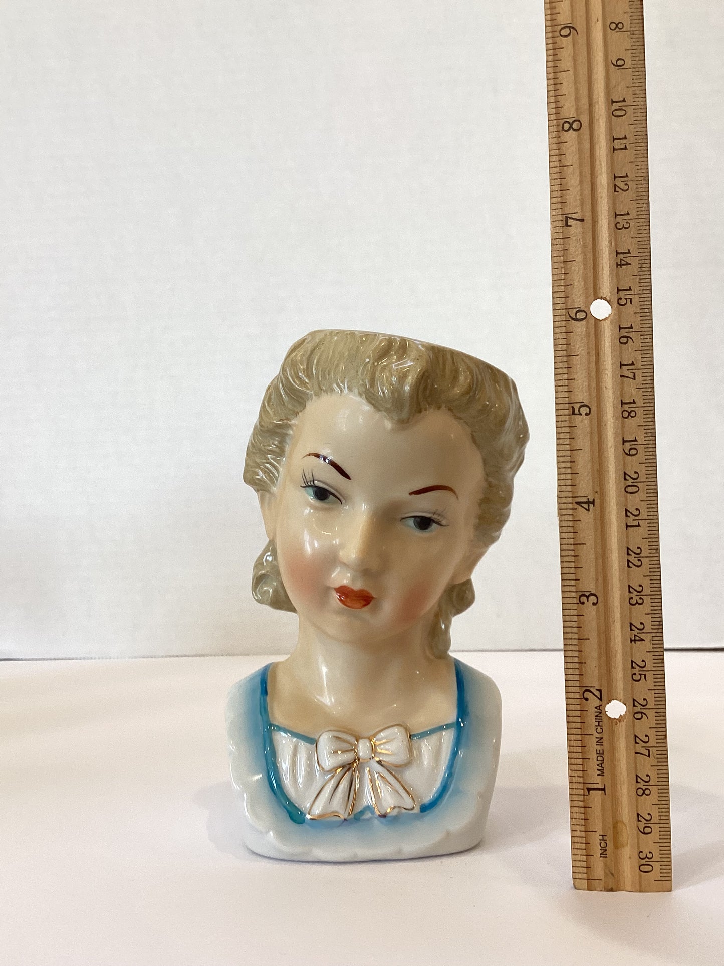 M29 - Custom Vintage Lady Head Vase - Beaded Tree