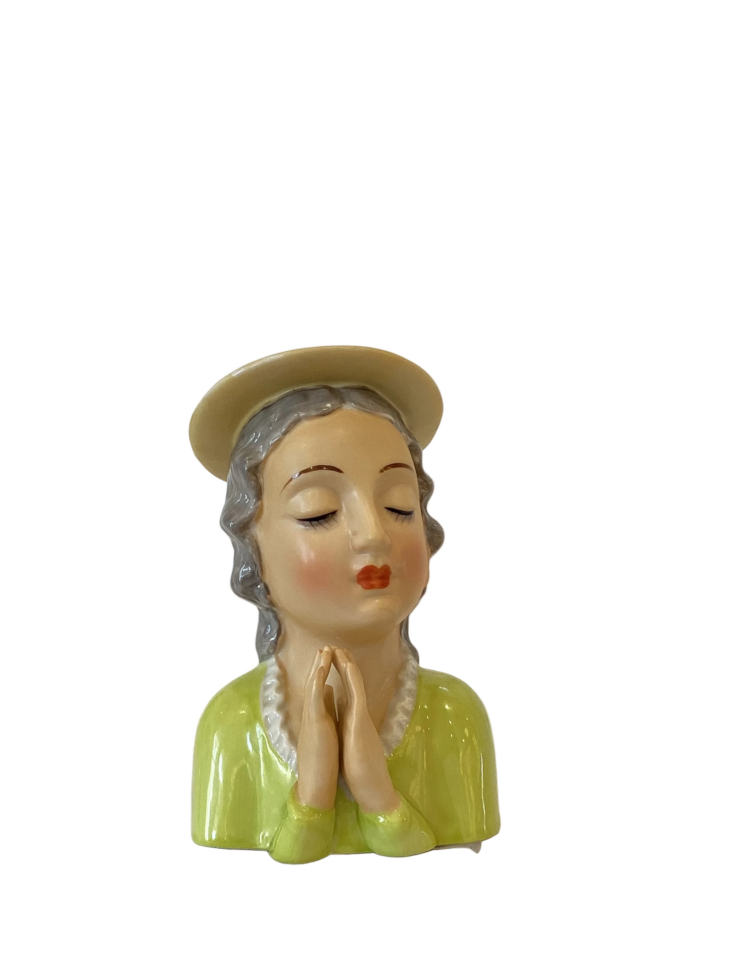 M34 - Custom Vintage Lady Head Vase - Beaded Tree