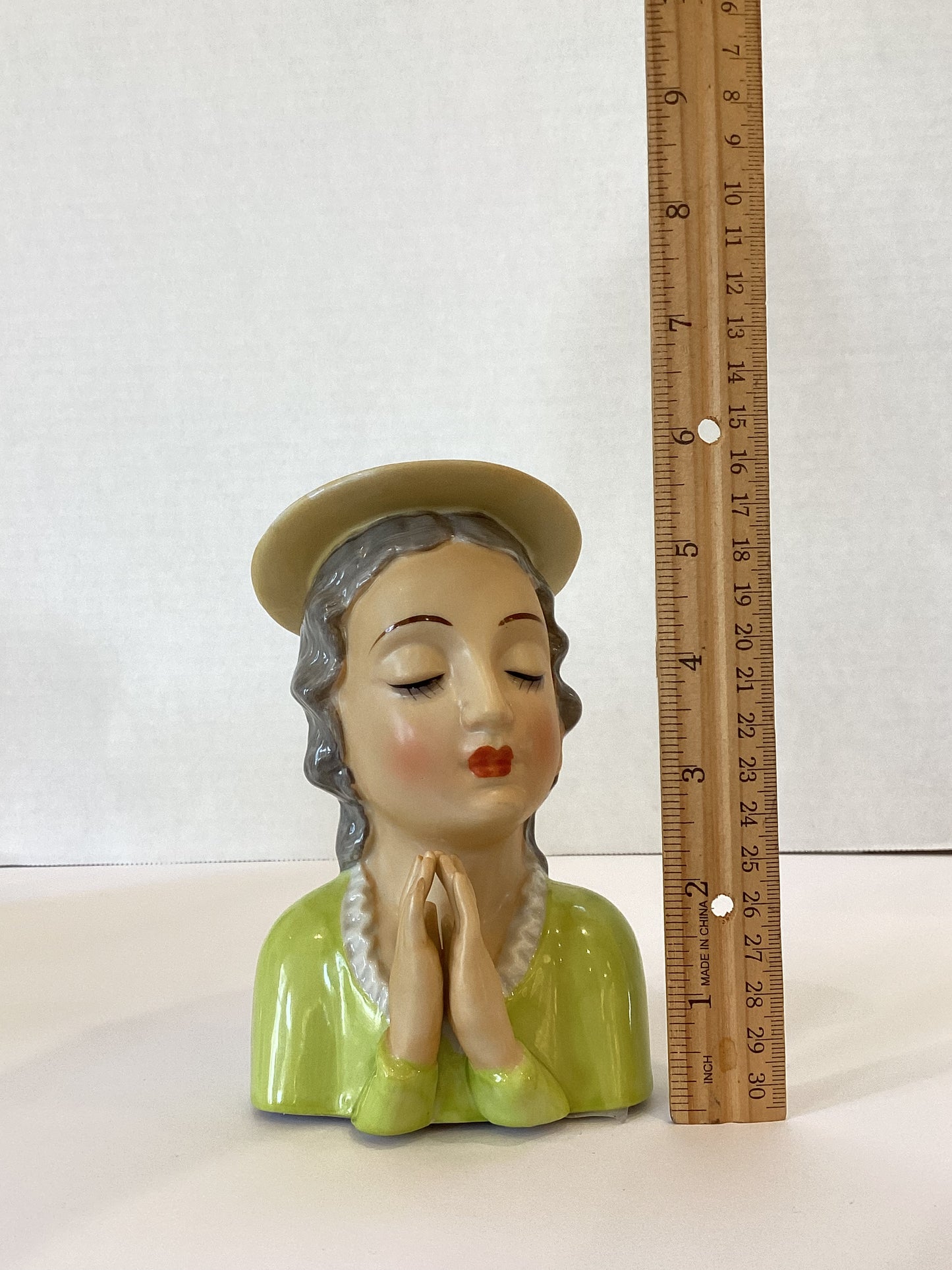 M34 - Custom Vintage Lady Head Vase - Beaded Tree
