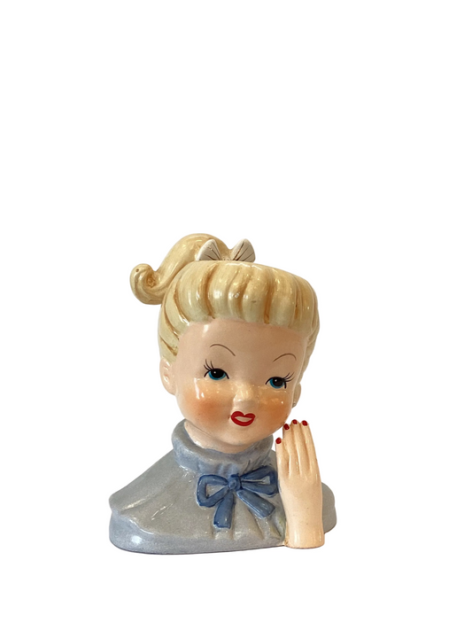 M38 - Custom Vintage Lady Head Vase - Beaded Tree