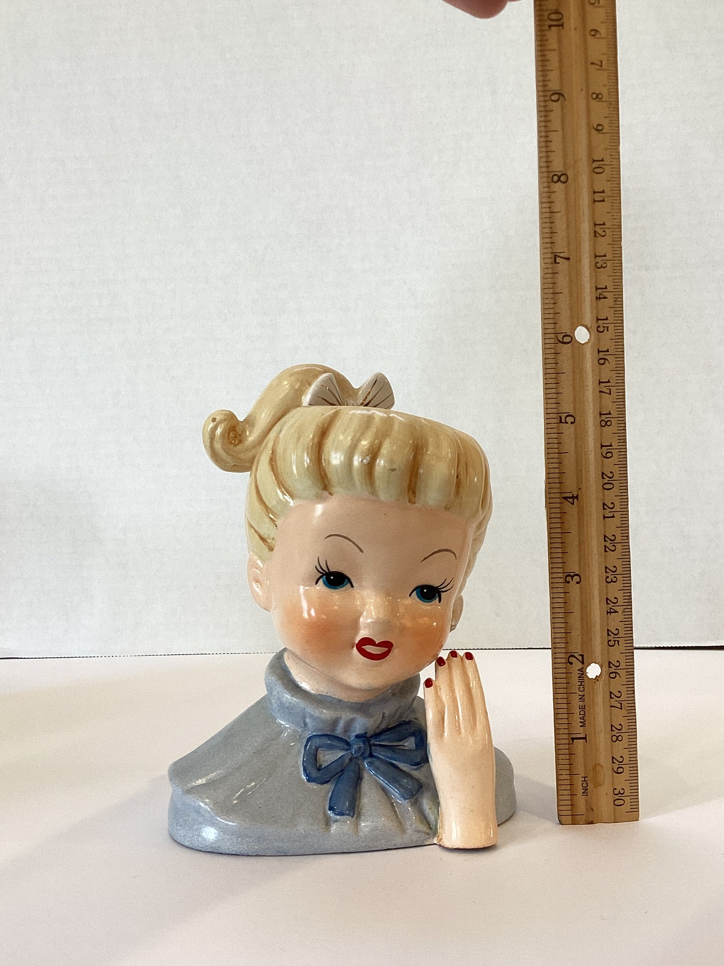 M38 - Custom Vintage Lady Head Vase - Beaded Tree