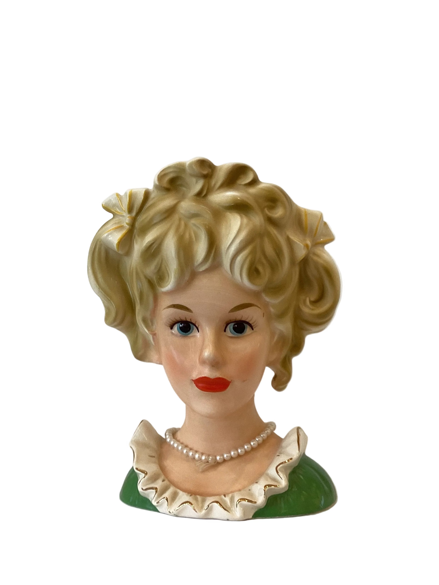 M40 - Custom Vintage Lady Head Vase - Beaded Tree