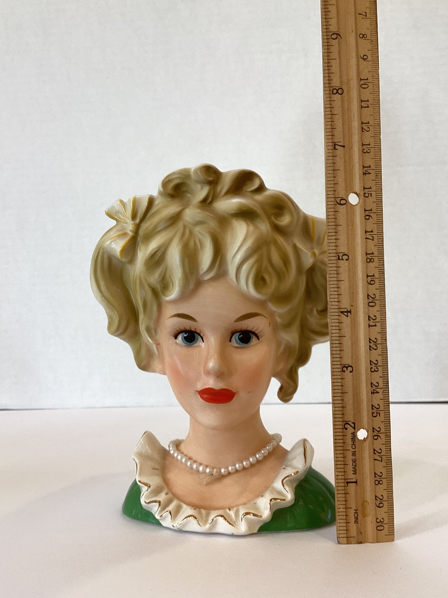M40 - Custom Vintage Lady Head Vase - Beaded Tree