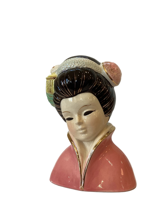 M43 - Custom Vintage Lady Head Vase - Beaded Tree