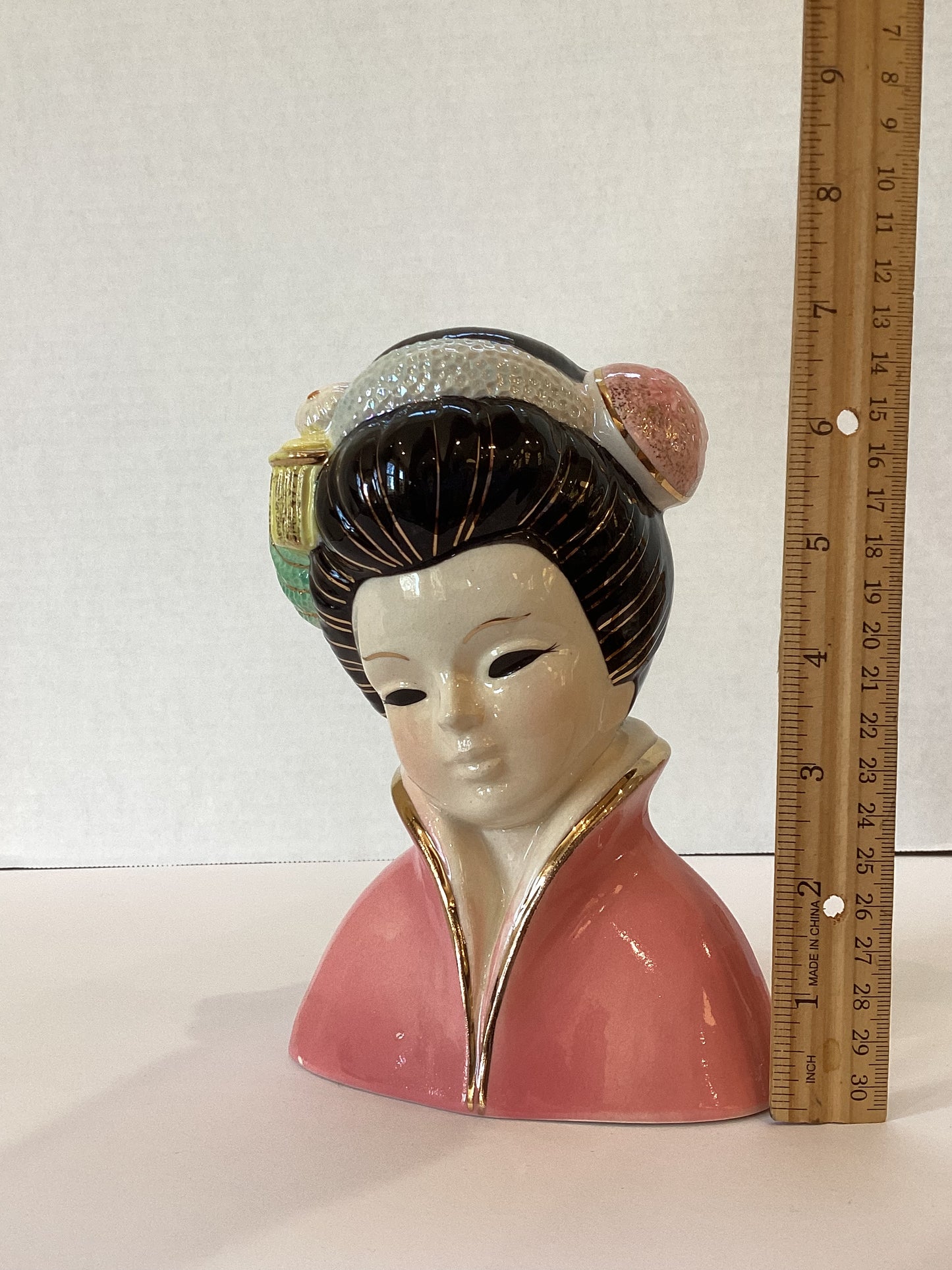 M43 - Custom Vintage Lady Head Vase - Beaded Tree