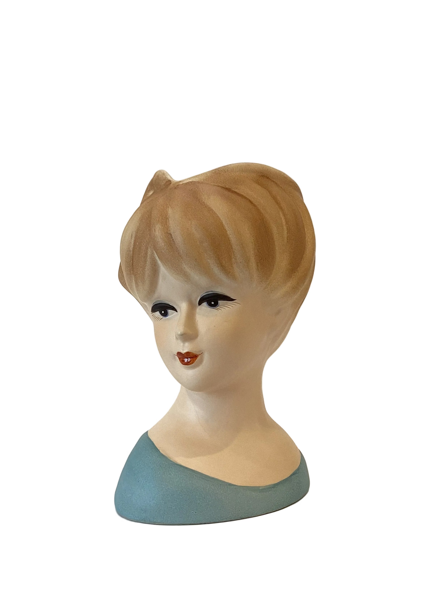 M44 - Custom Vintage Lady Head Vase - Beaded Tree