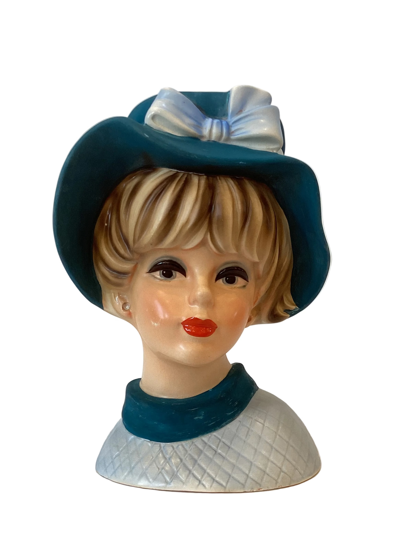 M46 - Custom Vintage Lady Head Vase - Beaded Tree
