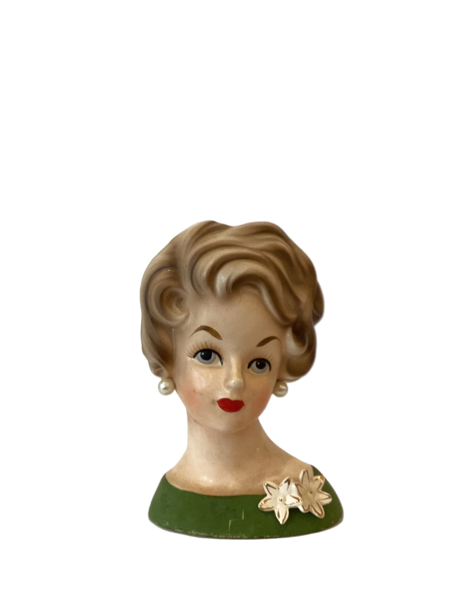 M48 - Custom Vintage Lady Head Vase - Beaded Tree