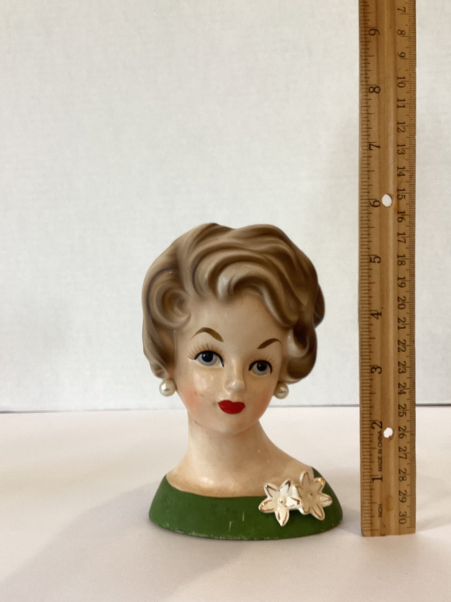 M48 - Custom Vintage Lady Head Vase - Beaded Tree