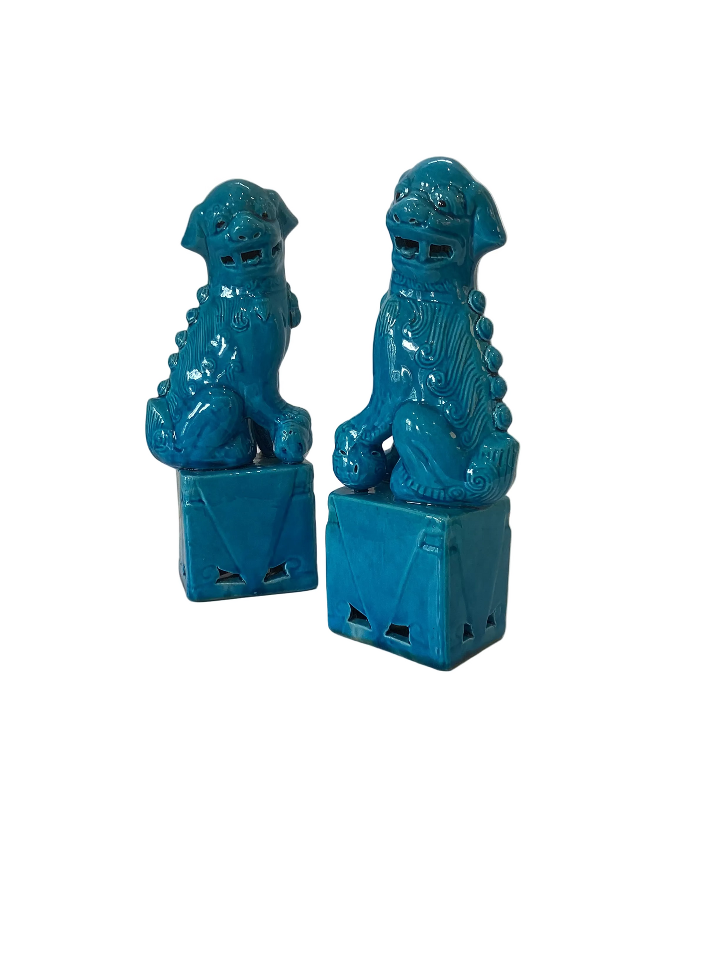LS - Pair of Turquoise Blue Foo Dogs