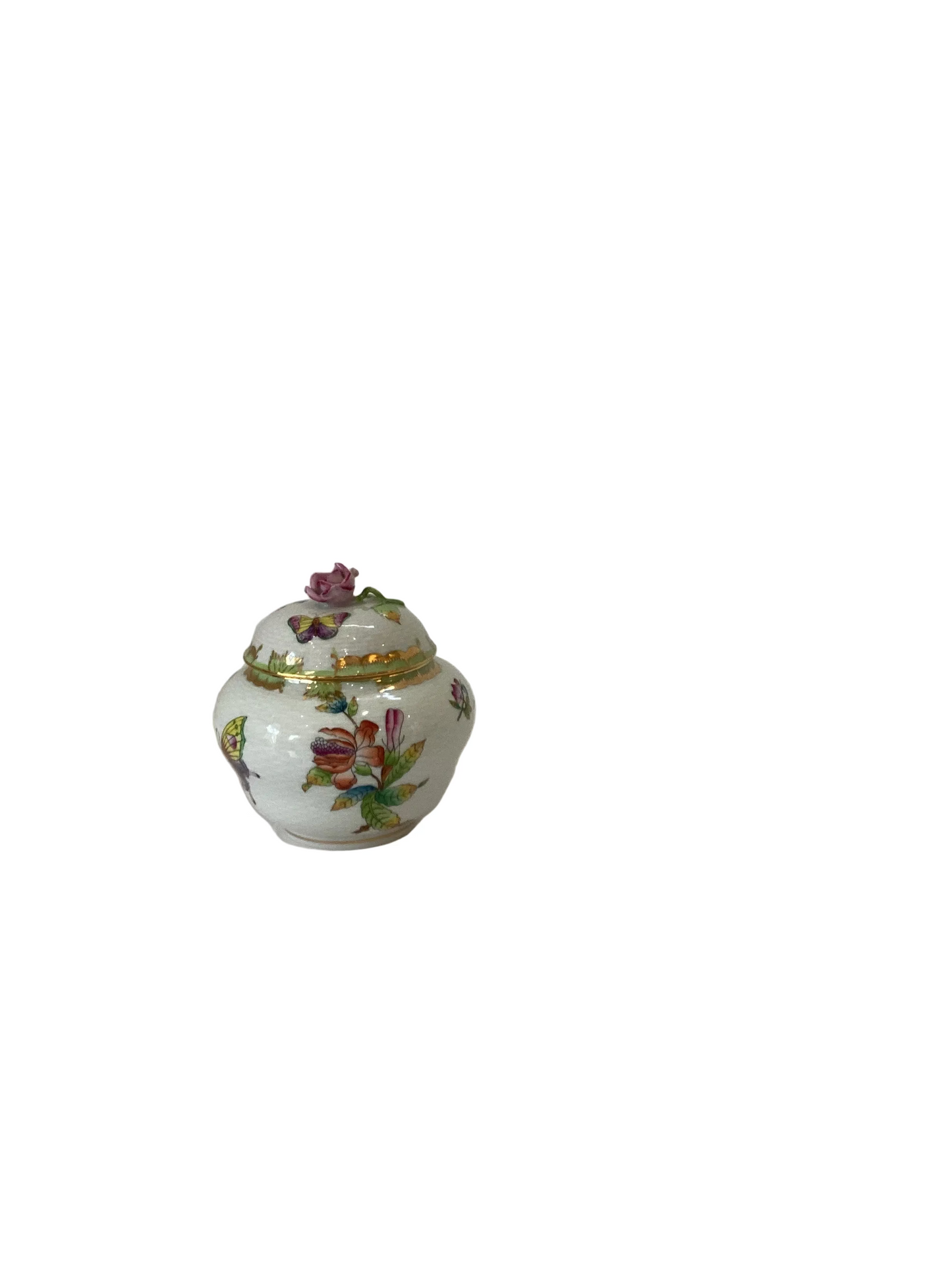 Herend vintage Queen Victoria round bon bon dish with lid